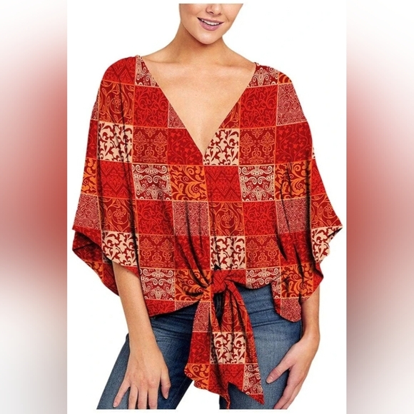 Brand: GenericV Floral Summer Blouses Womens Short Sleeve Neck Front New no tag - Picture 1 of 4